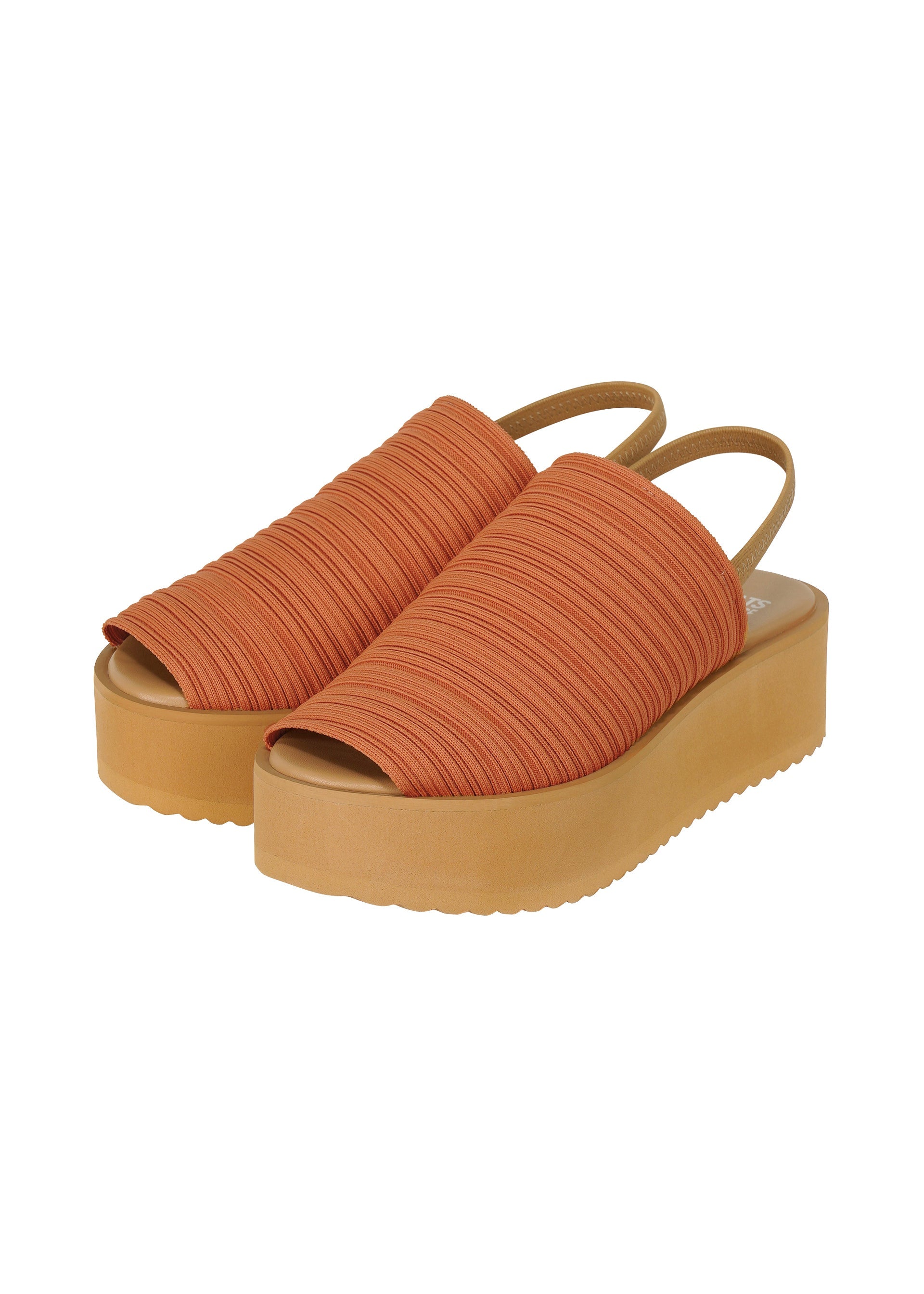 Pleats Knit Sandals - BROWN