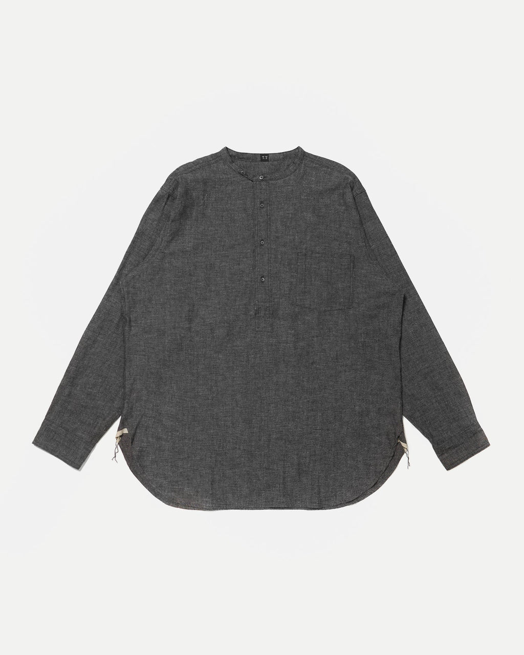 LOT.105 BAND COLLAR SHIRT P/O - Black Chambray