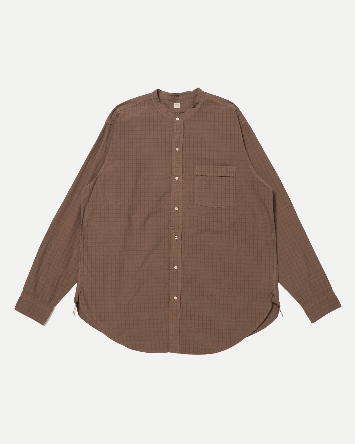 LOT.104 BAND COLLAR SHIRT - Brown
