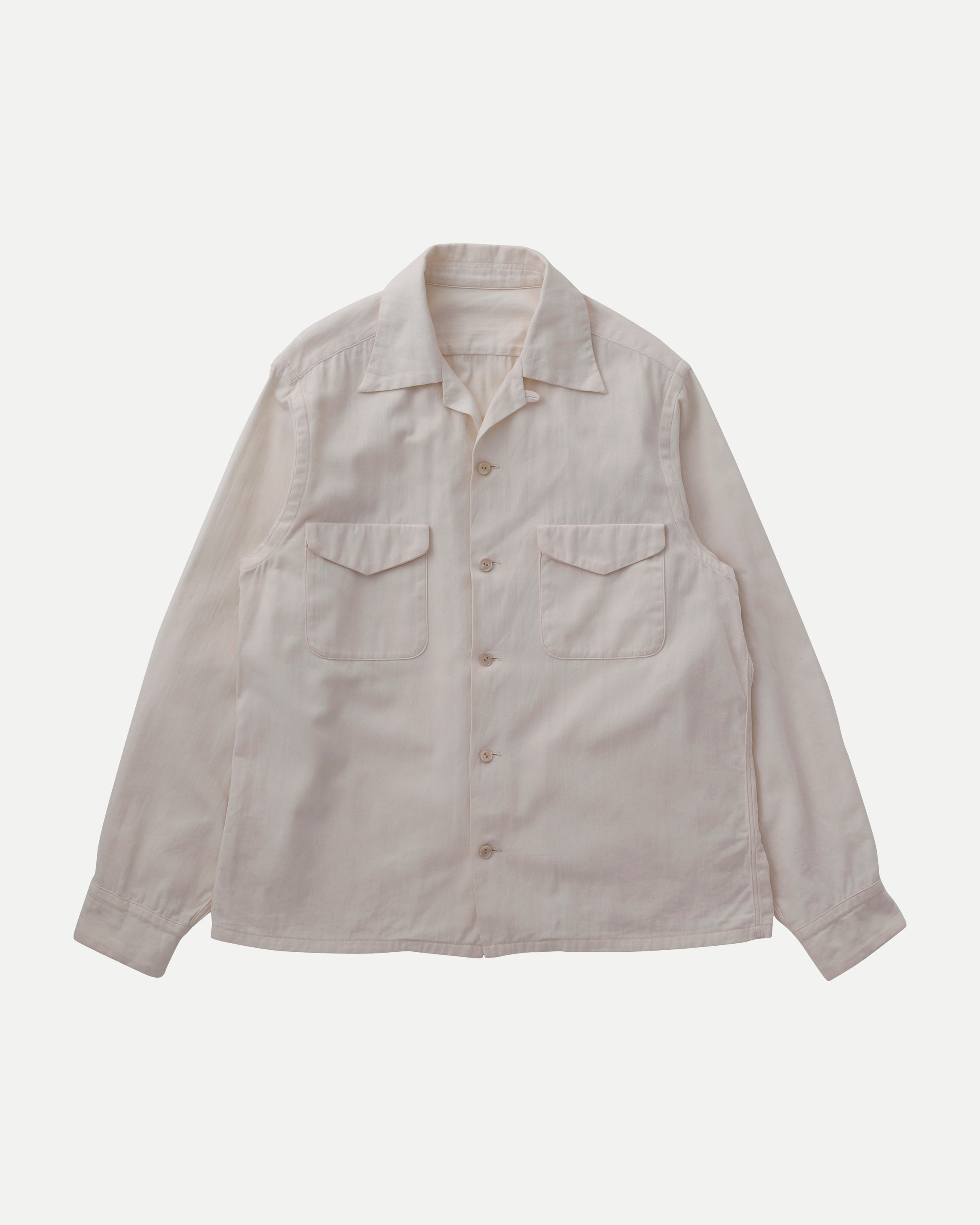 LOT.101 OPEN COLLAR SHIRT - Washed Ivory