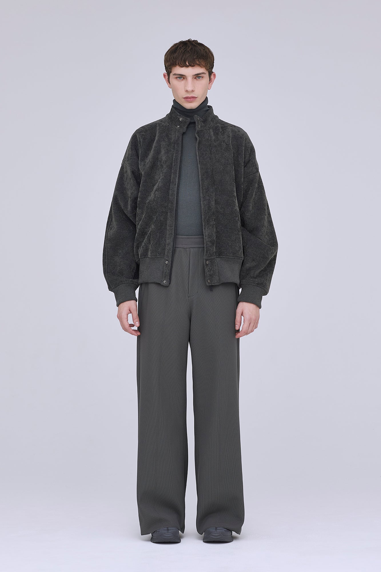 MILAN RIB VELVET STAND-UP COLLAR ZIP BLOUSON