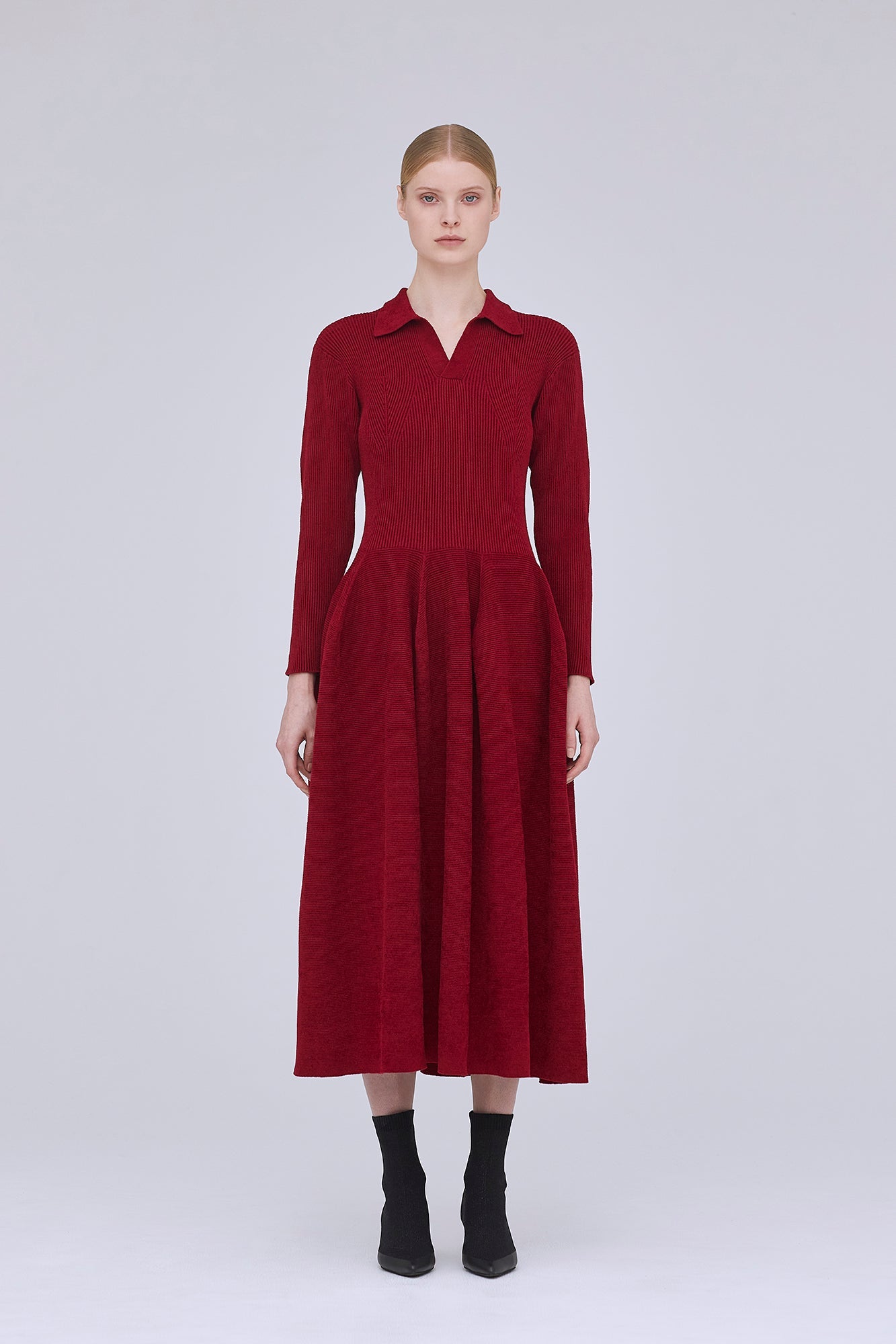 POTTERY VELVET LONG SLEEVE POLO DRESS
