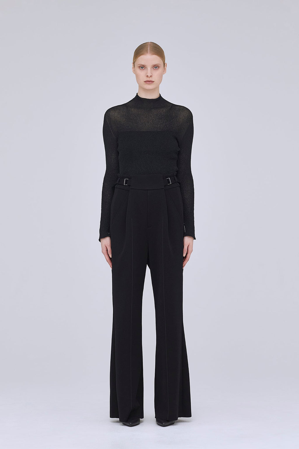 RIB LUCENT GLITTER MOCKNECK TOP