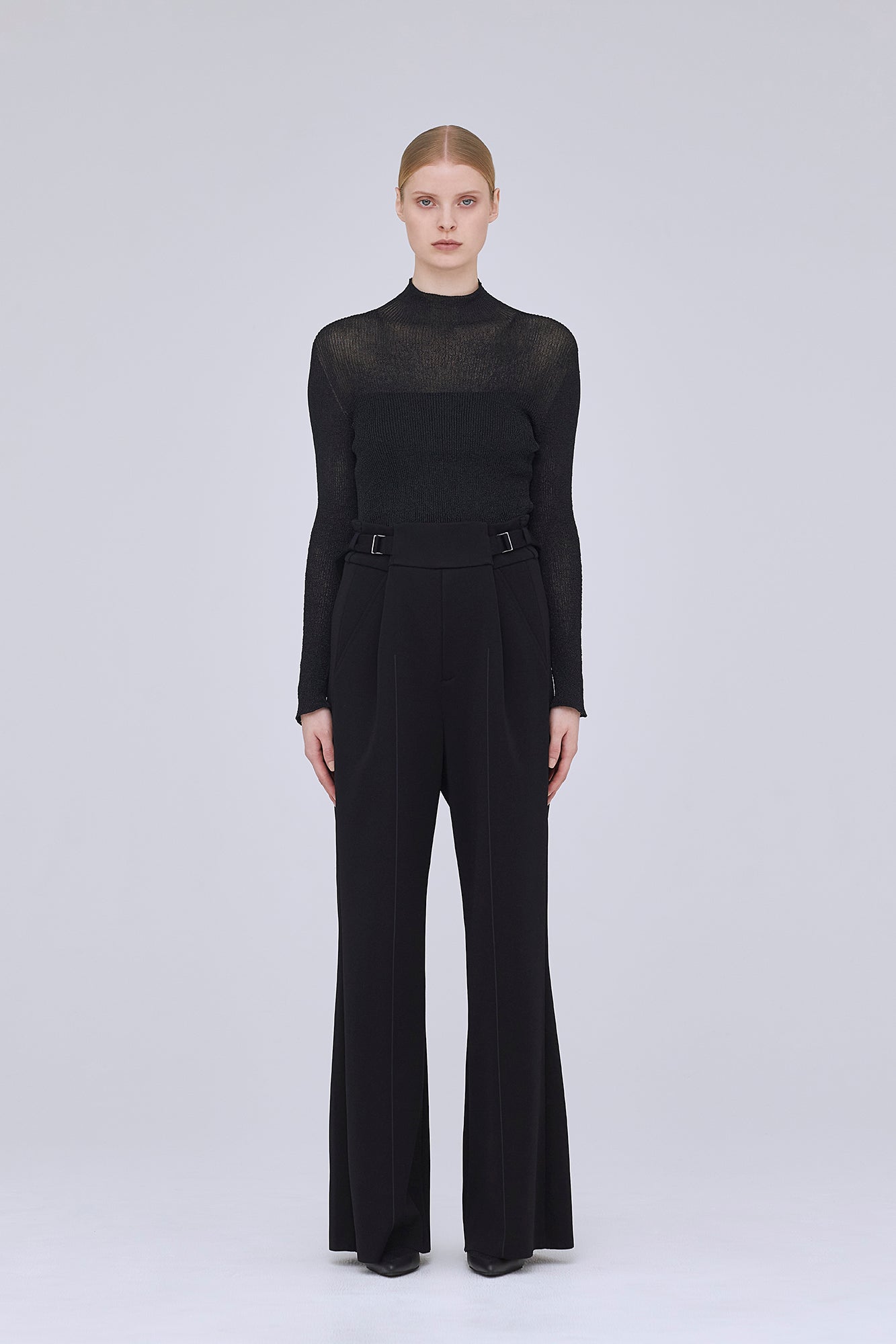RIB LUCENT GLITTER MOCKNECK TOP
