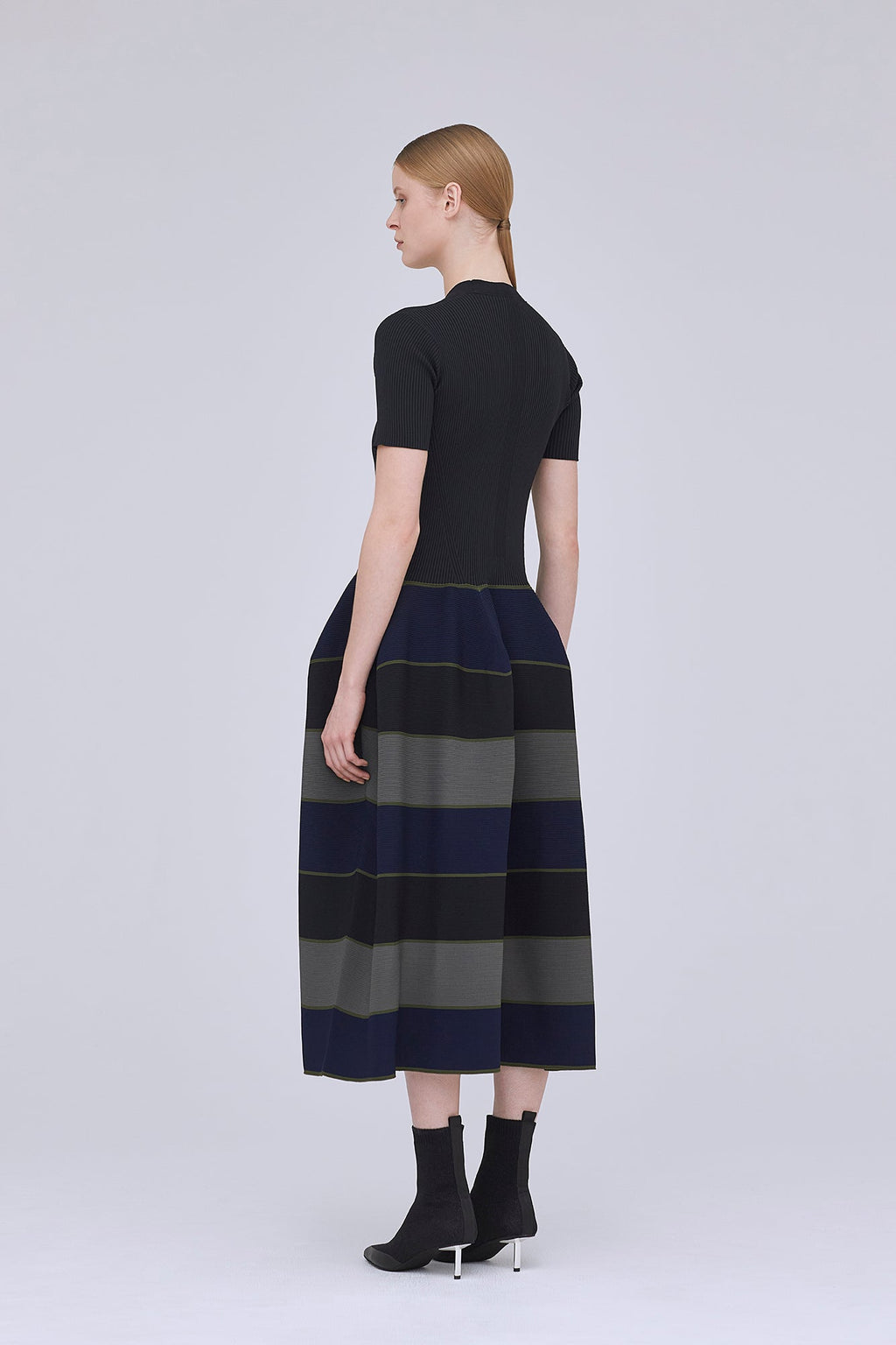 POTTERY STAND-UP COLLAR SHORT SLEEVE DRESS