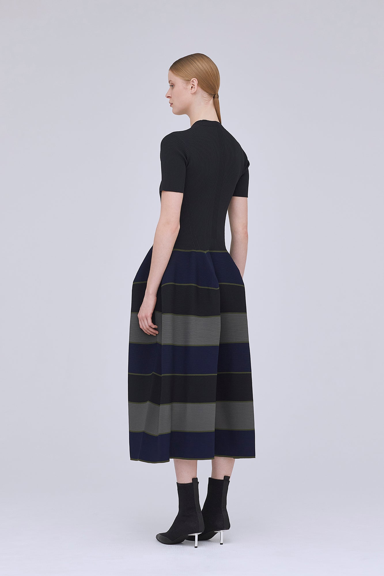 POTTERY STAND-UP COLLAR SHORT SLEEVE DRESS