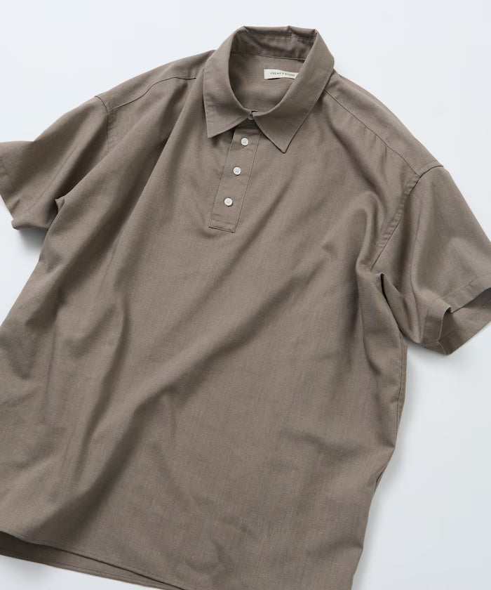 Relax Fit Relax Fit Linen Mix Polo Collar Shirt [Limited Edition] - Beige