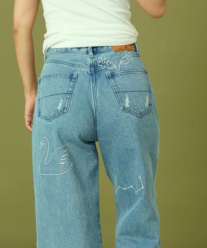 Chain Stitch Wide Denim
