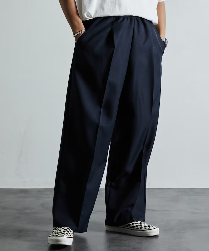 Wide Silhouette Staple Twill Easy Slacks/Wide Slacks [Limited Edition]