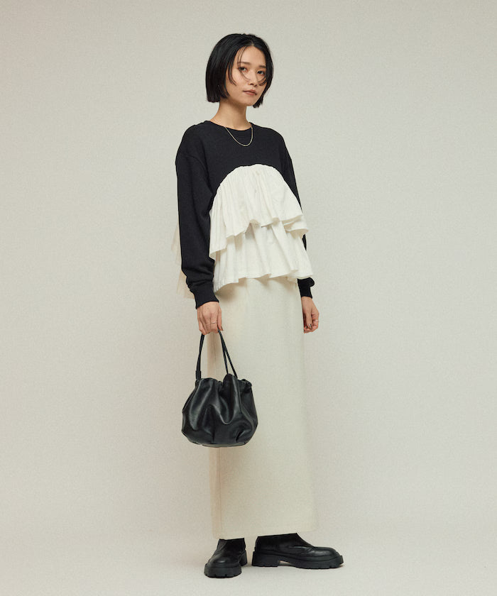 Organic Cotton Docking Frill Sweat / Relaxed Fit / Backed Sweat