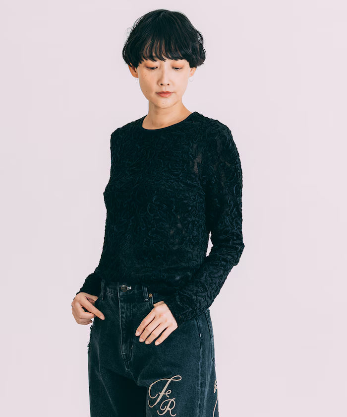 Mesh Velour Top