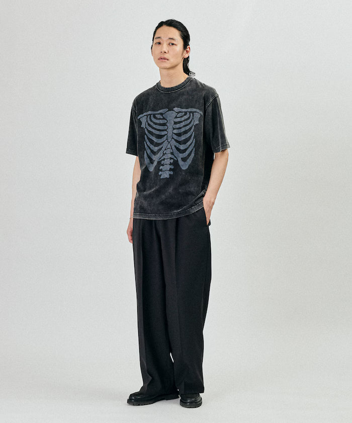 Bone Print Powder Bleach Crew Neck T-Shirt