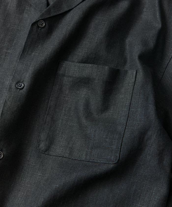 LINEN COTTON OPEN COLLAR SHIRT【Compatible with setups】