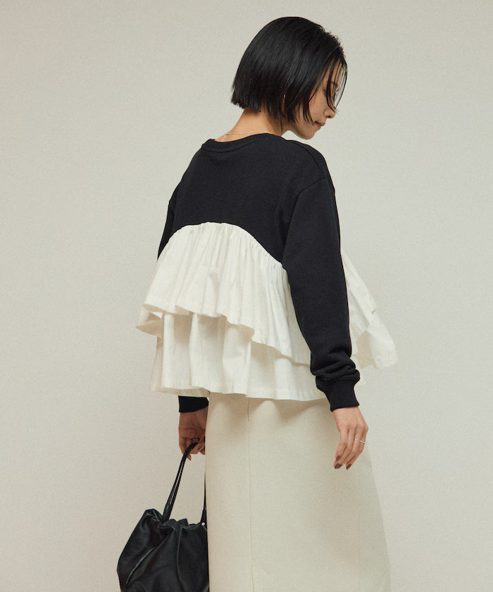 Organic Cotton Docking Frill Sweat / Relaxed Fit / Backed Sweat