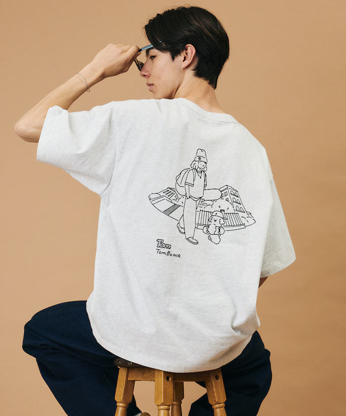 tombonia/Tombonia Back Print Crew Neck Pocket T-Shirt/Skate Boy