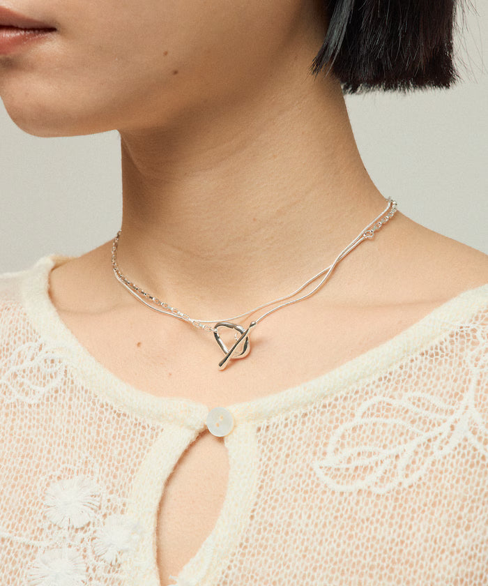 Double Chain Mantle Necklace - Silver