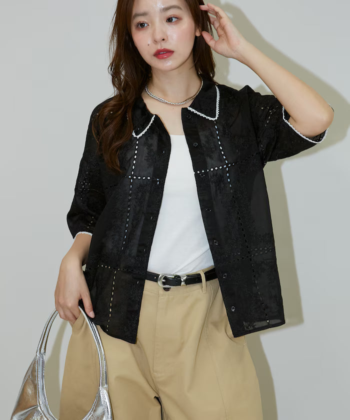 Pico race lace color collar lace shirt limited edition