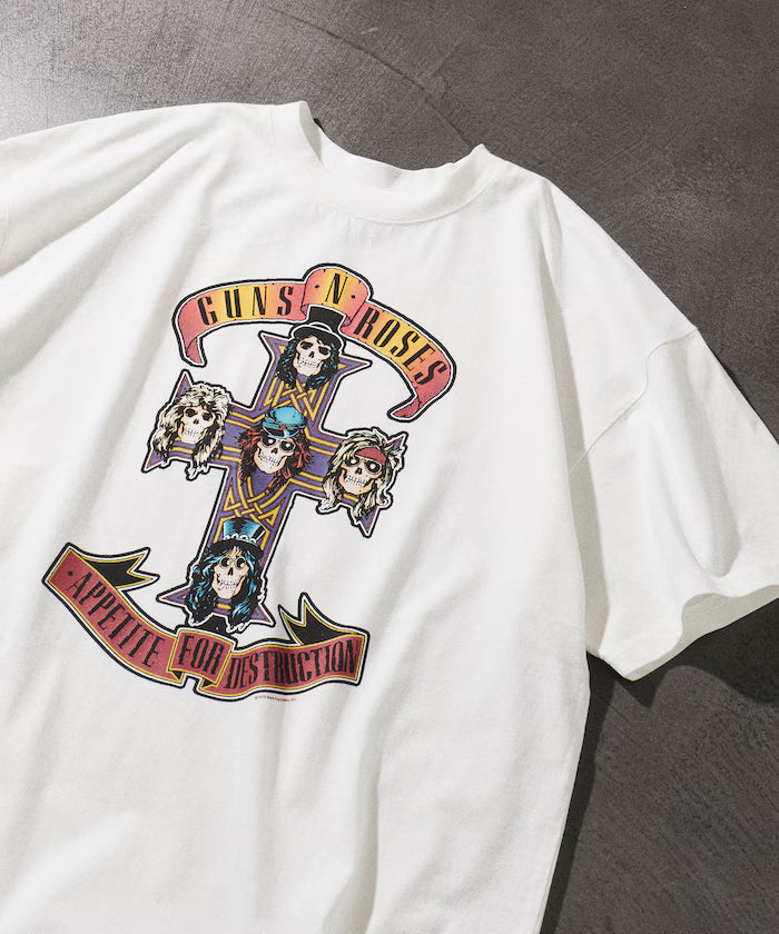 【EXCLUSIVE】GUNS N ROSES Guns and Roses Front Print Crew Neck T-Shirt - Off-White