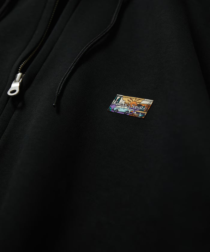 Big Silhouette Spindle Cardboard One Point Logo Sweat Zip-Up Hoodie