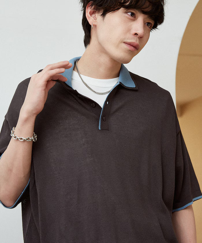 LOVE POP STUDIO Collar Layered Knit Polo Shirt Limited Edition