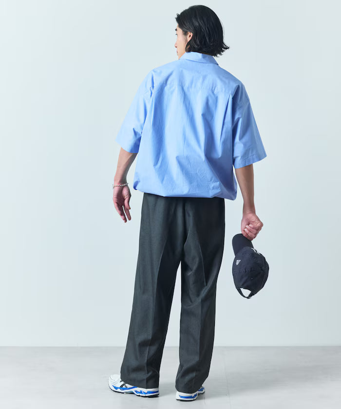 Wide silhouette spindle regular collar short sleeve shirt / hem code [limited edition]