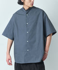 Relax Fit Relaxed Fit Band Collar Short Sleeve Shirt [Limited Edition] - Charcoal Gray