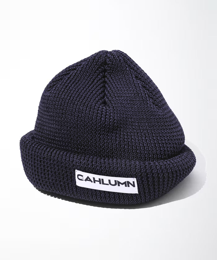 Straw Yarn Roll Knit Cap - Navy