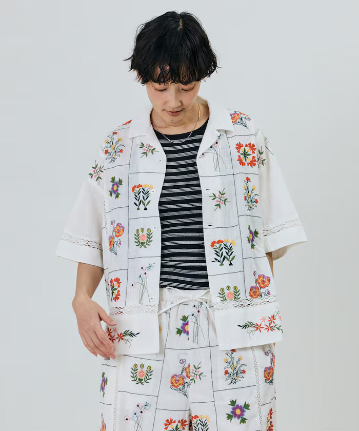 Patchwork Flower Embroidery Shirt