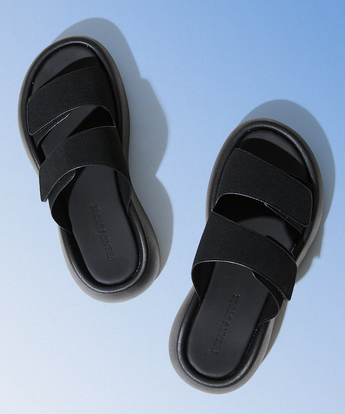 Limited Edition Volume Sole Double Belt Sports Sandal Platform Sole - Black