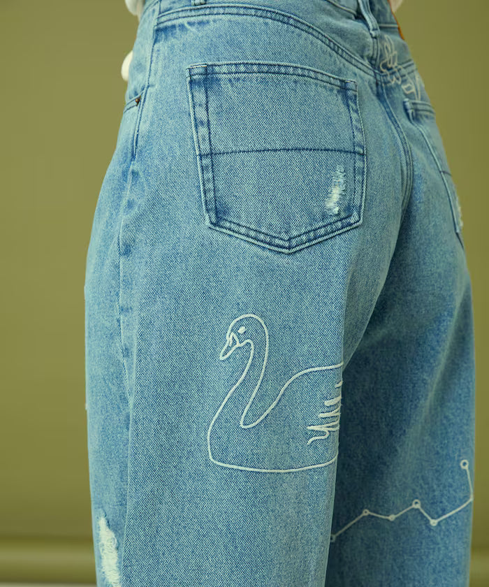 Chain Stitch Wide Denim