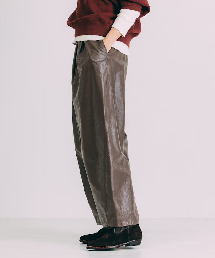 Leatherette Easy Tuck Pants