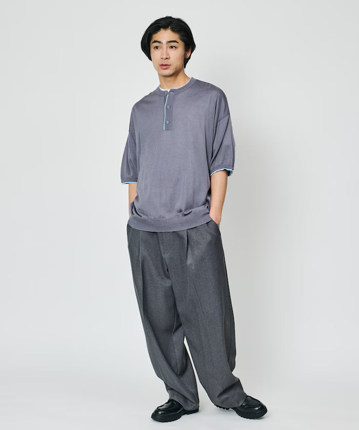 Limited Edition Relaxed Fit Color Block Henley Neck Knit