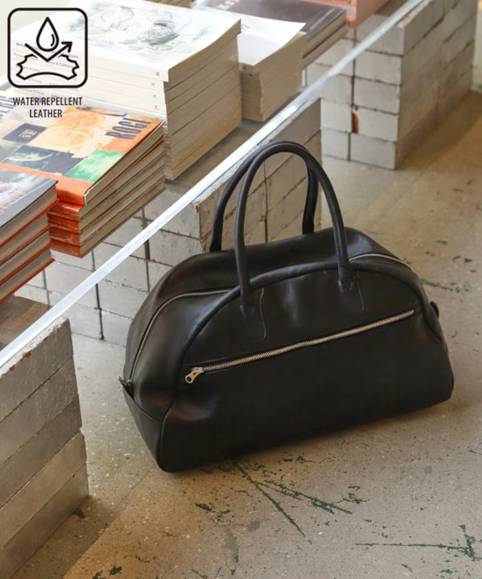 Big Leather Boston bag / Leather Boston Bag / Cowhide / Water-repellent Leather - Black