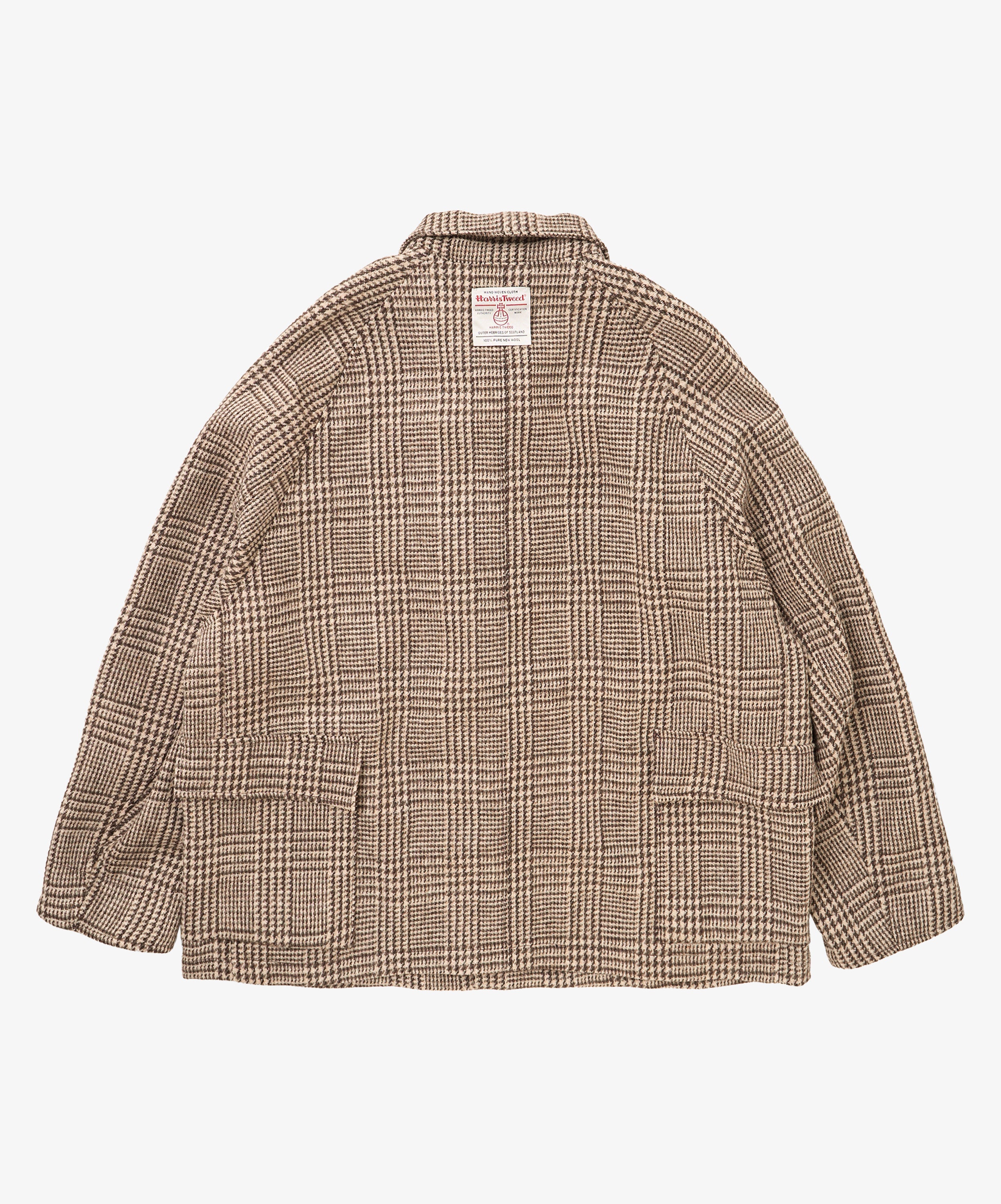 fireman coat houndstooth beige multi harris tweed