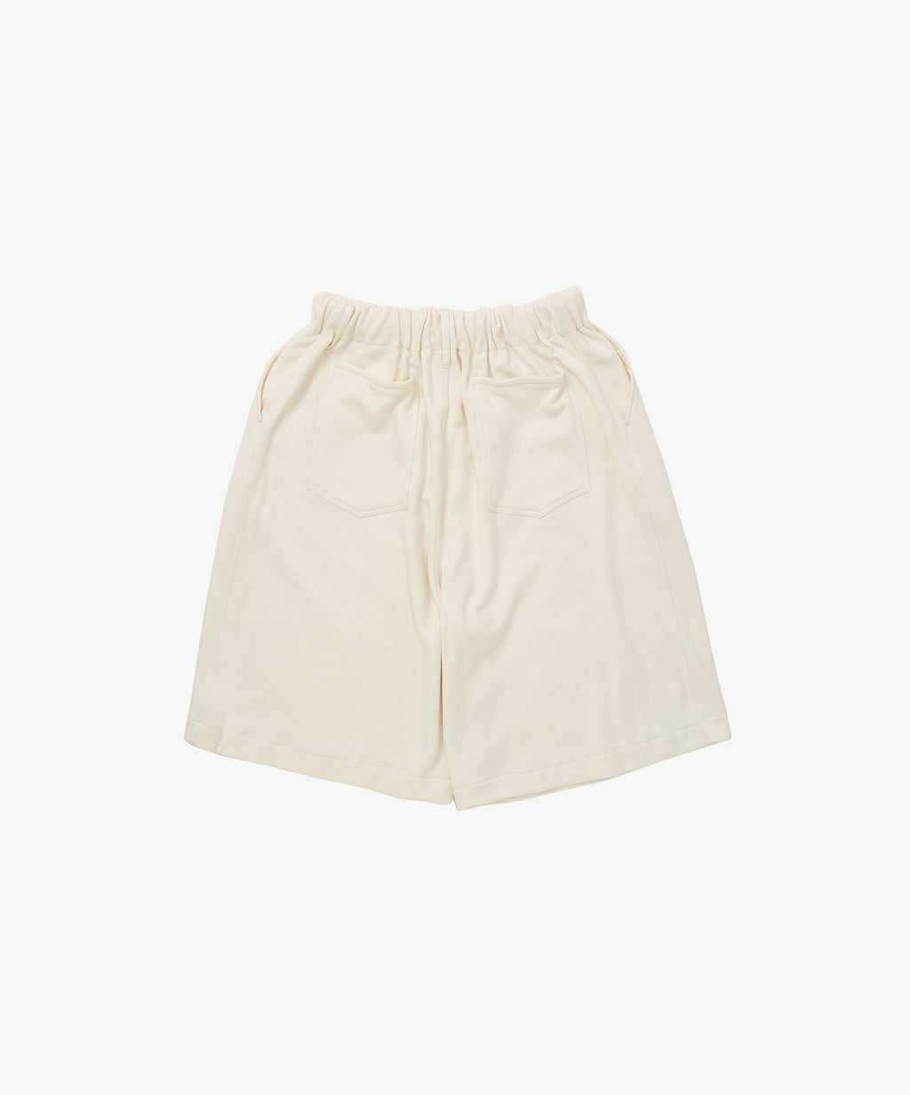 french terry circular short pants ivory