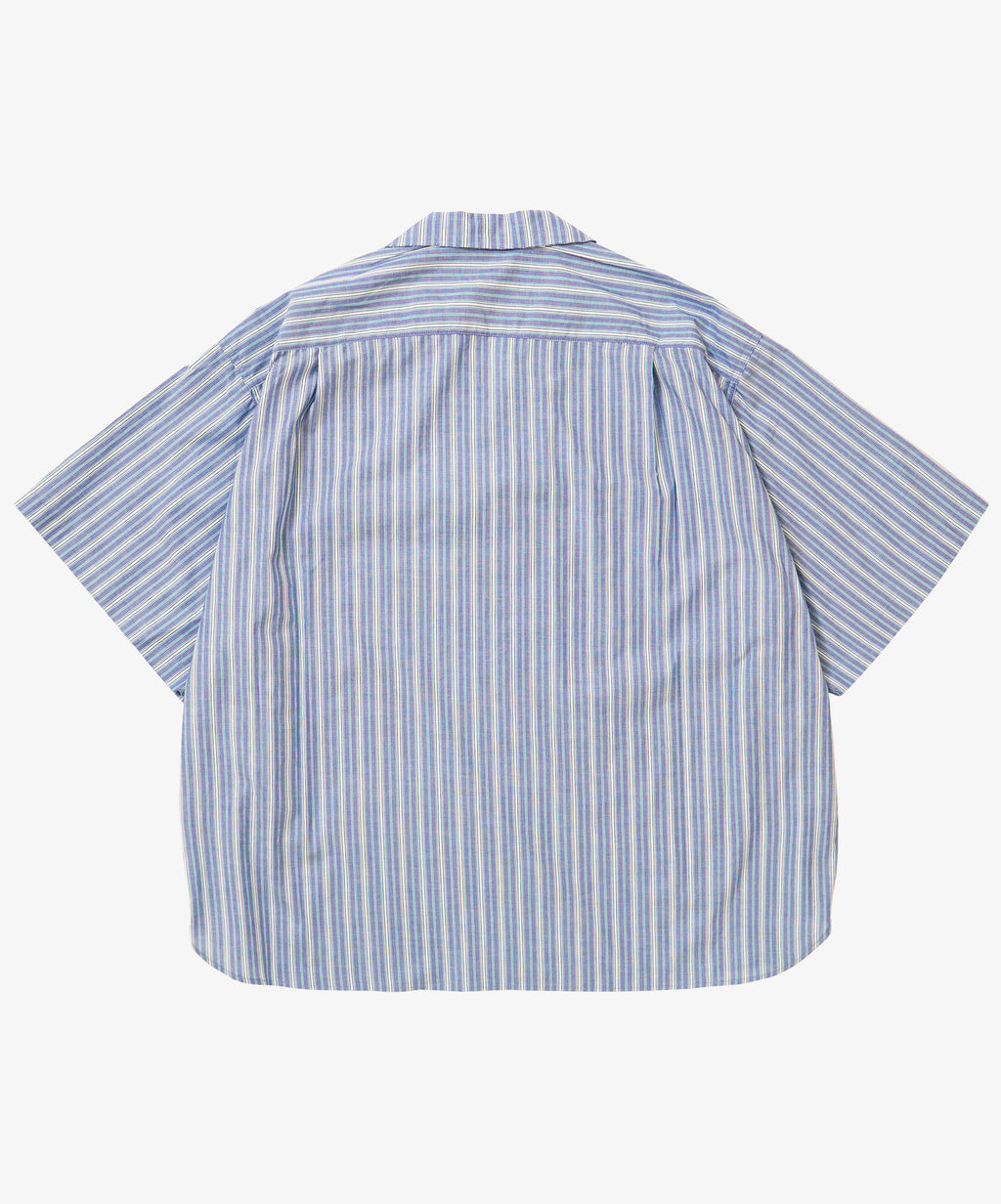 re-engineered overshirt short sleeve deadstock blue stripe