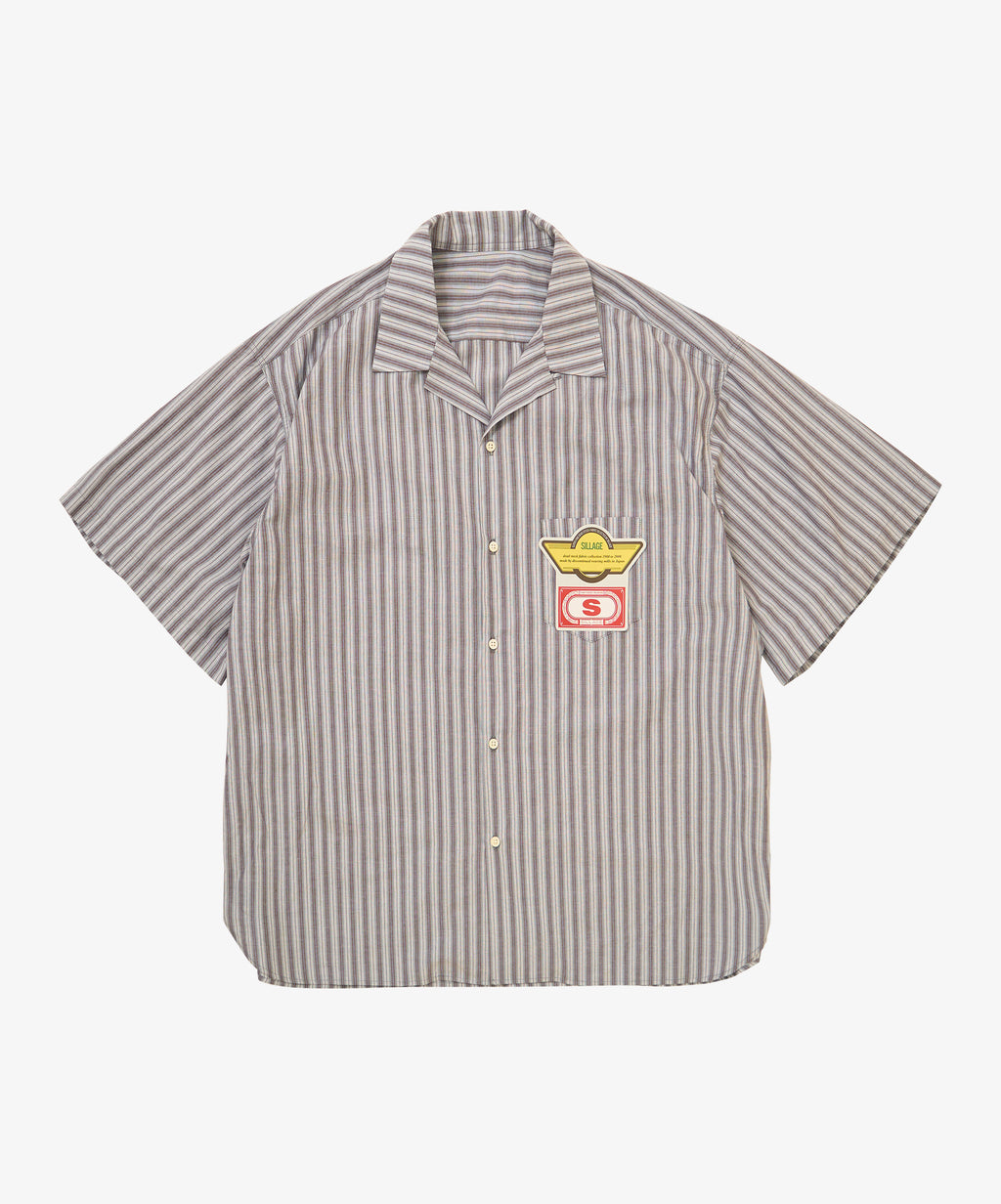 re-engineered overshirt short sleeve dead stock gray stripe - default