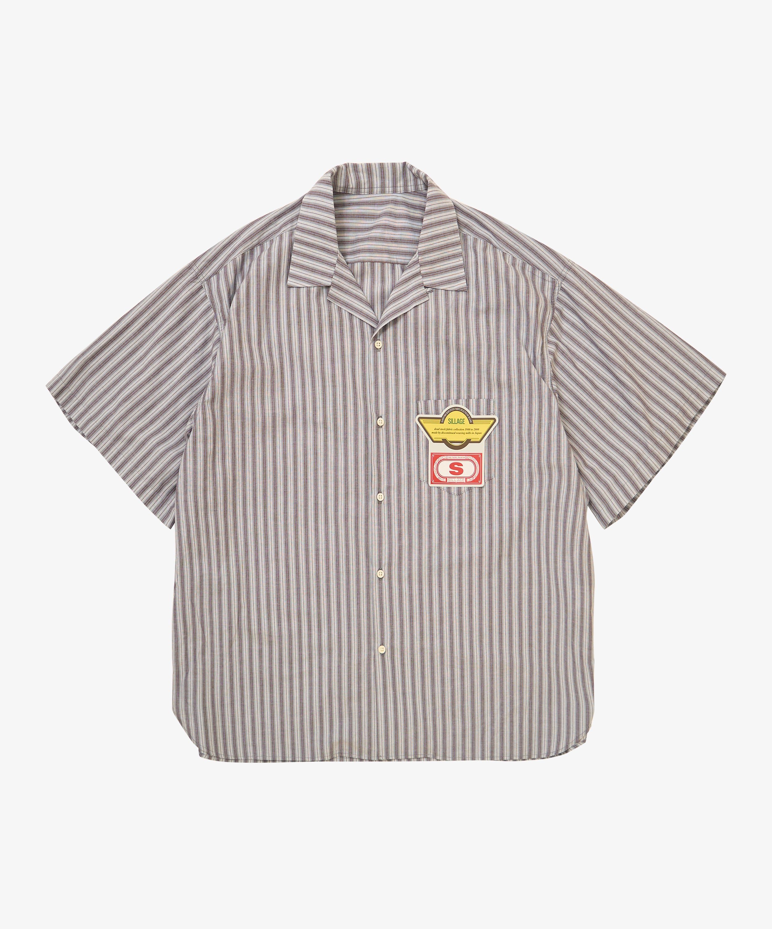 re-engineered overshirt short sleeve dead stock gray stripe - default
