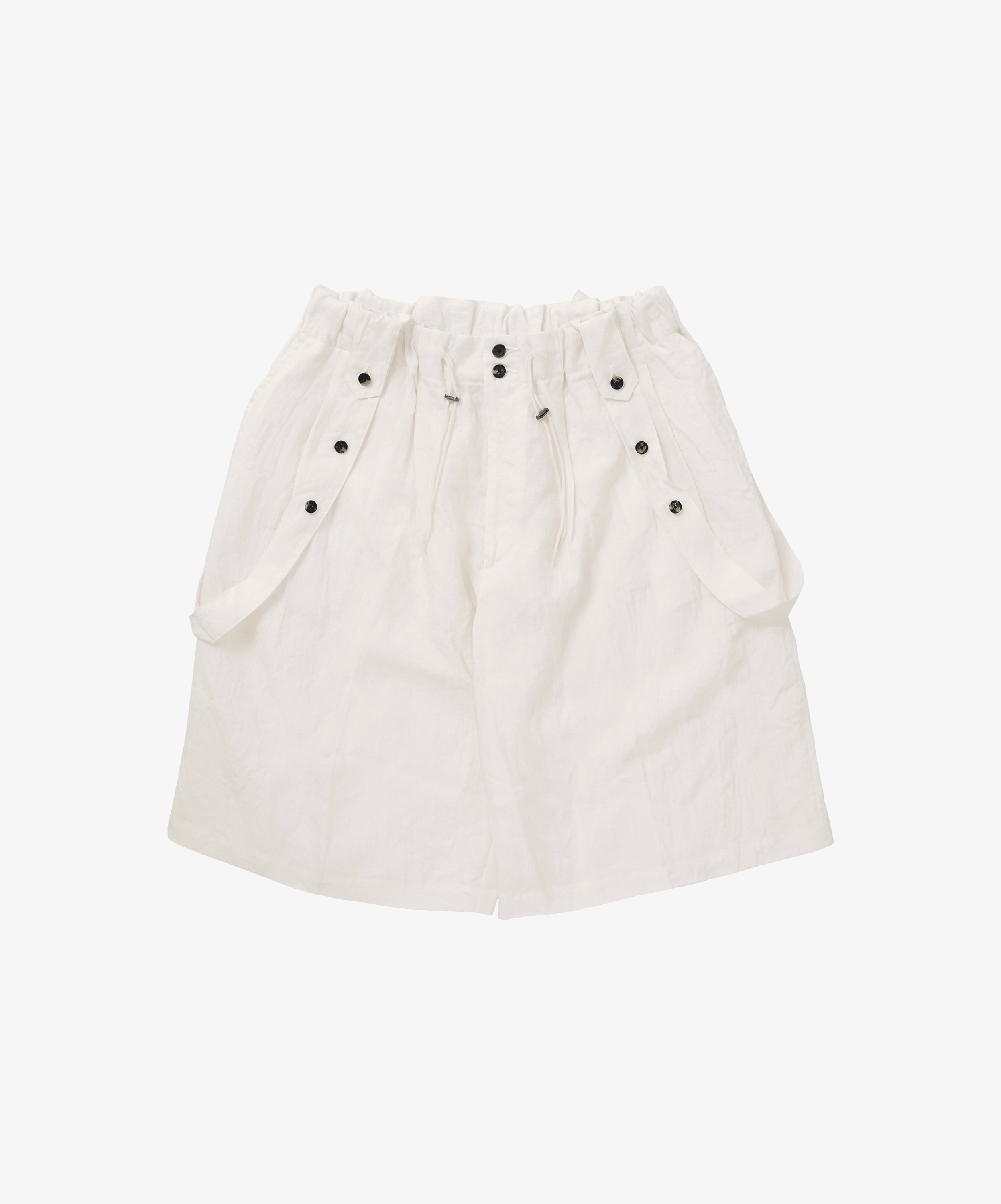 circular short pants linen white with suspenders - default
