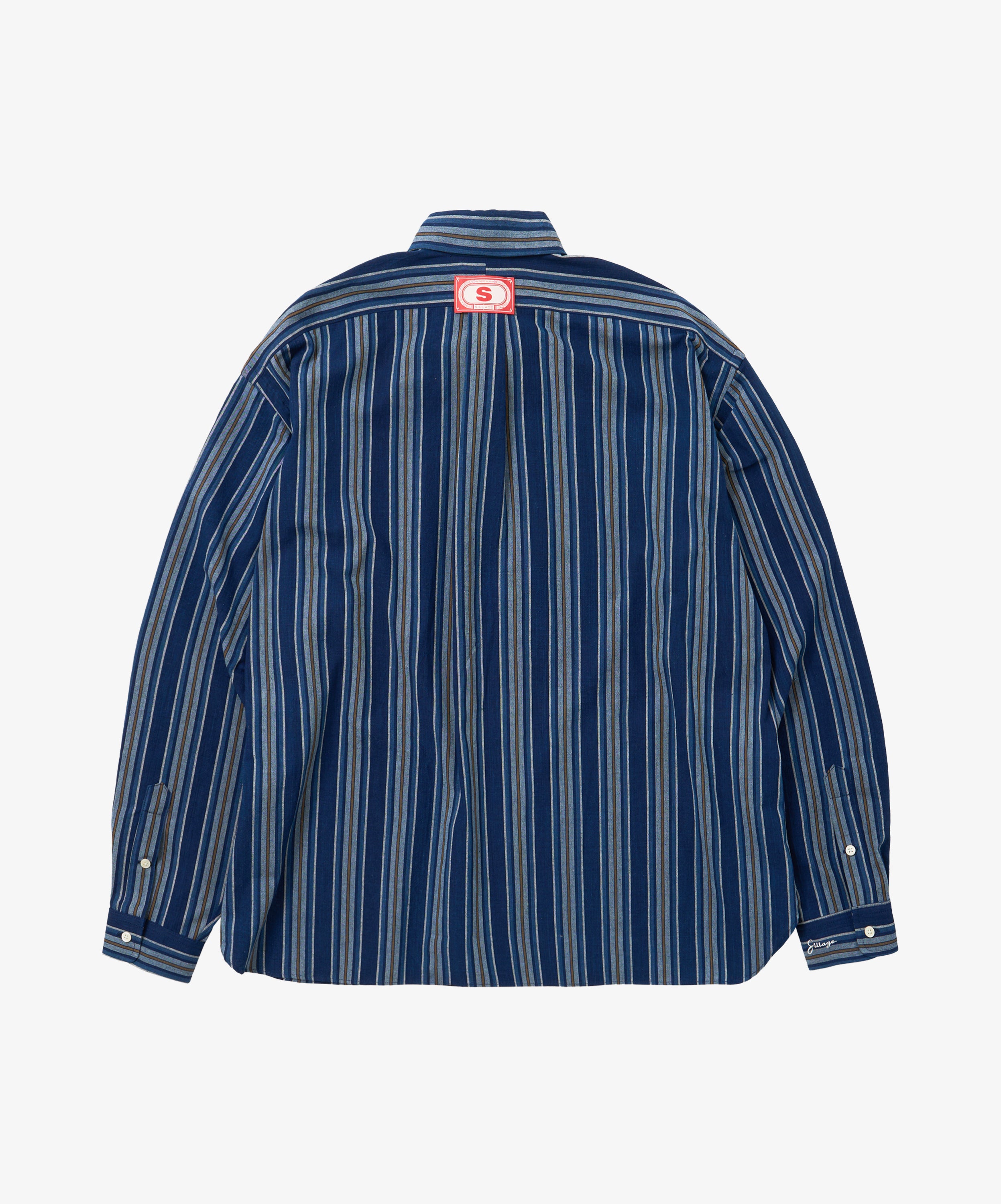 bingo kasuri wide shirt yellow navy stripe