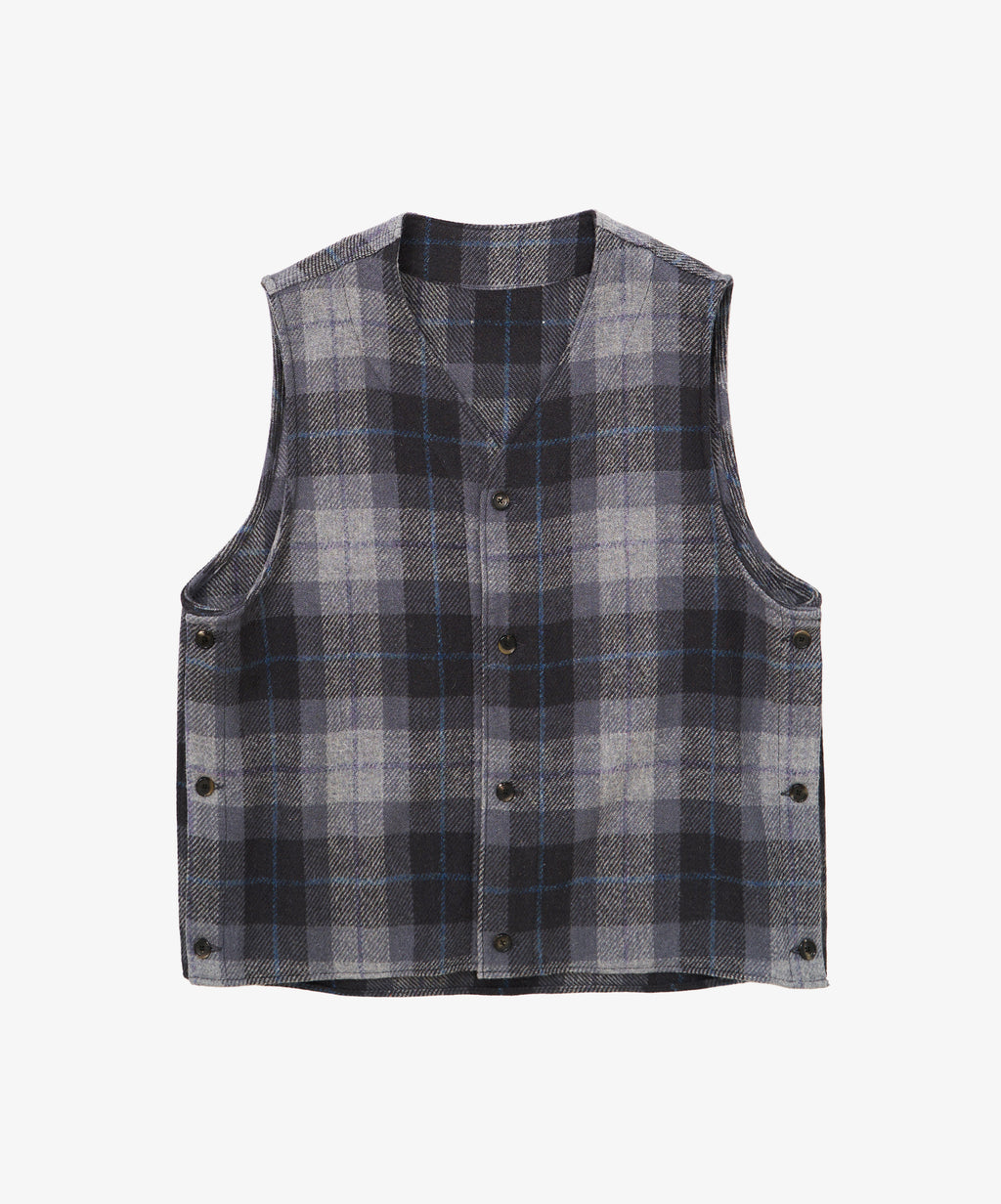 gilet navy check harris tweed - default