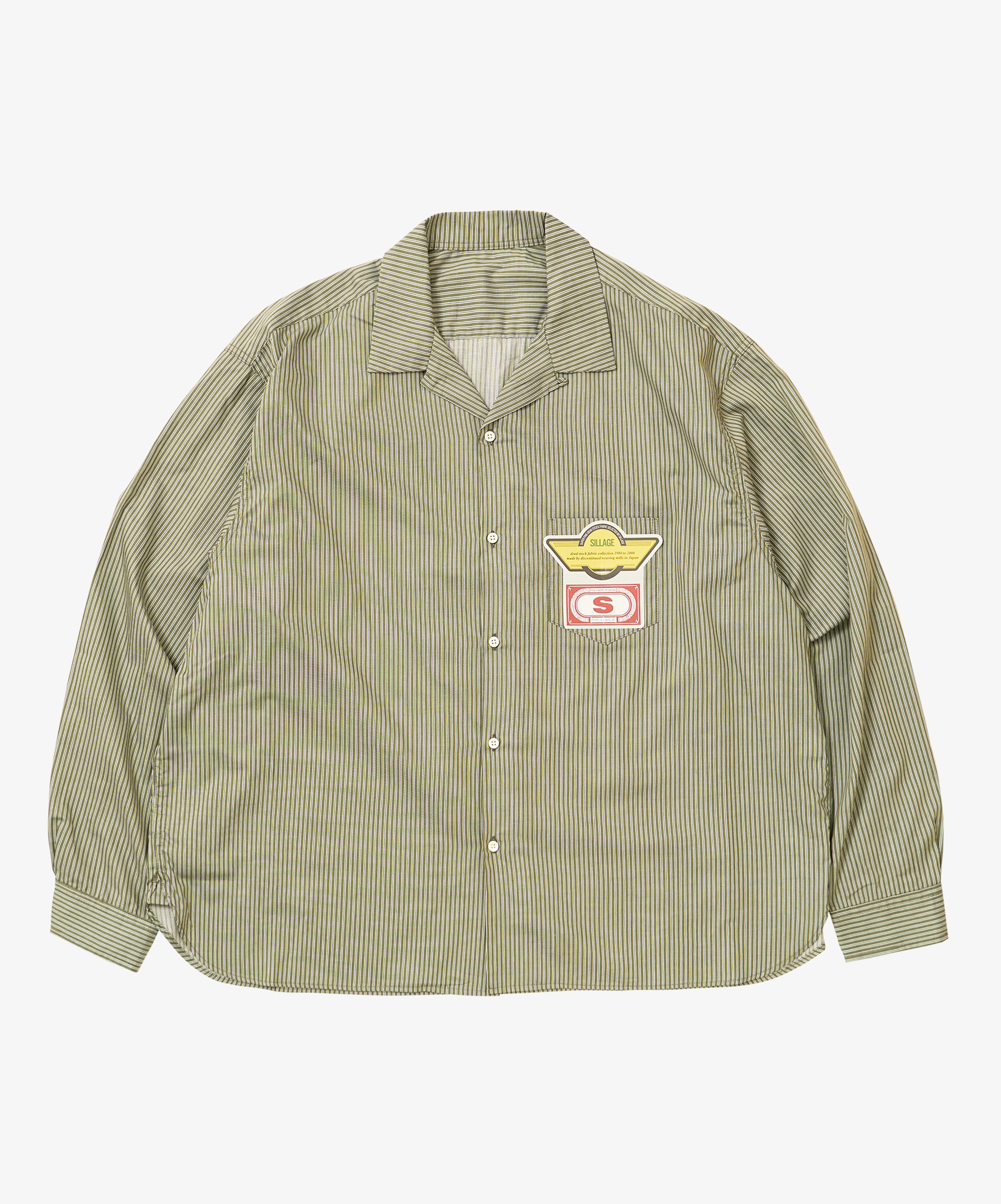 re-engineered overshirt long sleeve deadstock green stripe - default