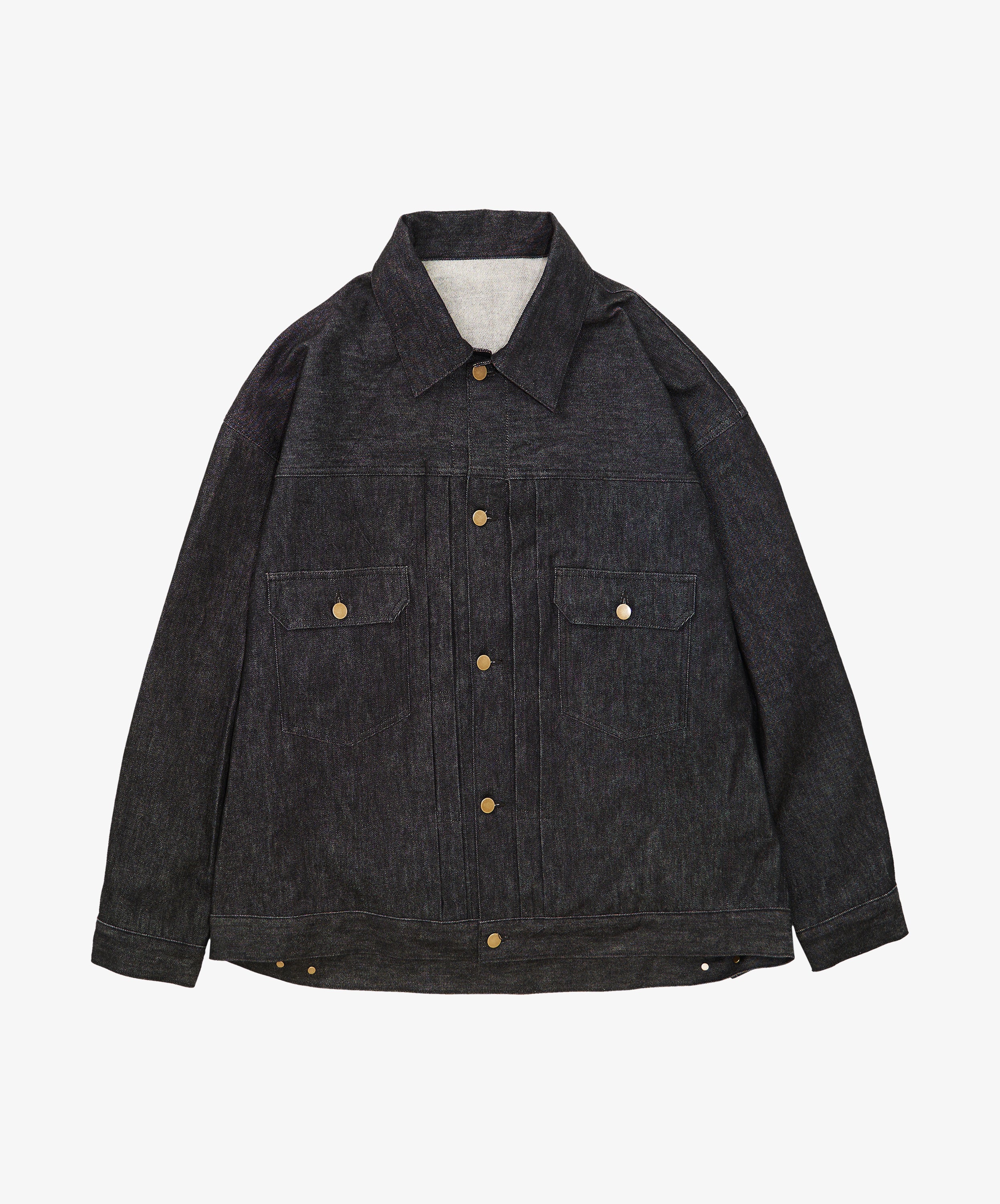 trucker jacket black denim one wash - default