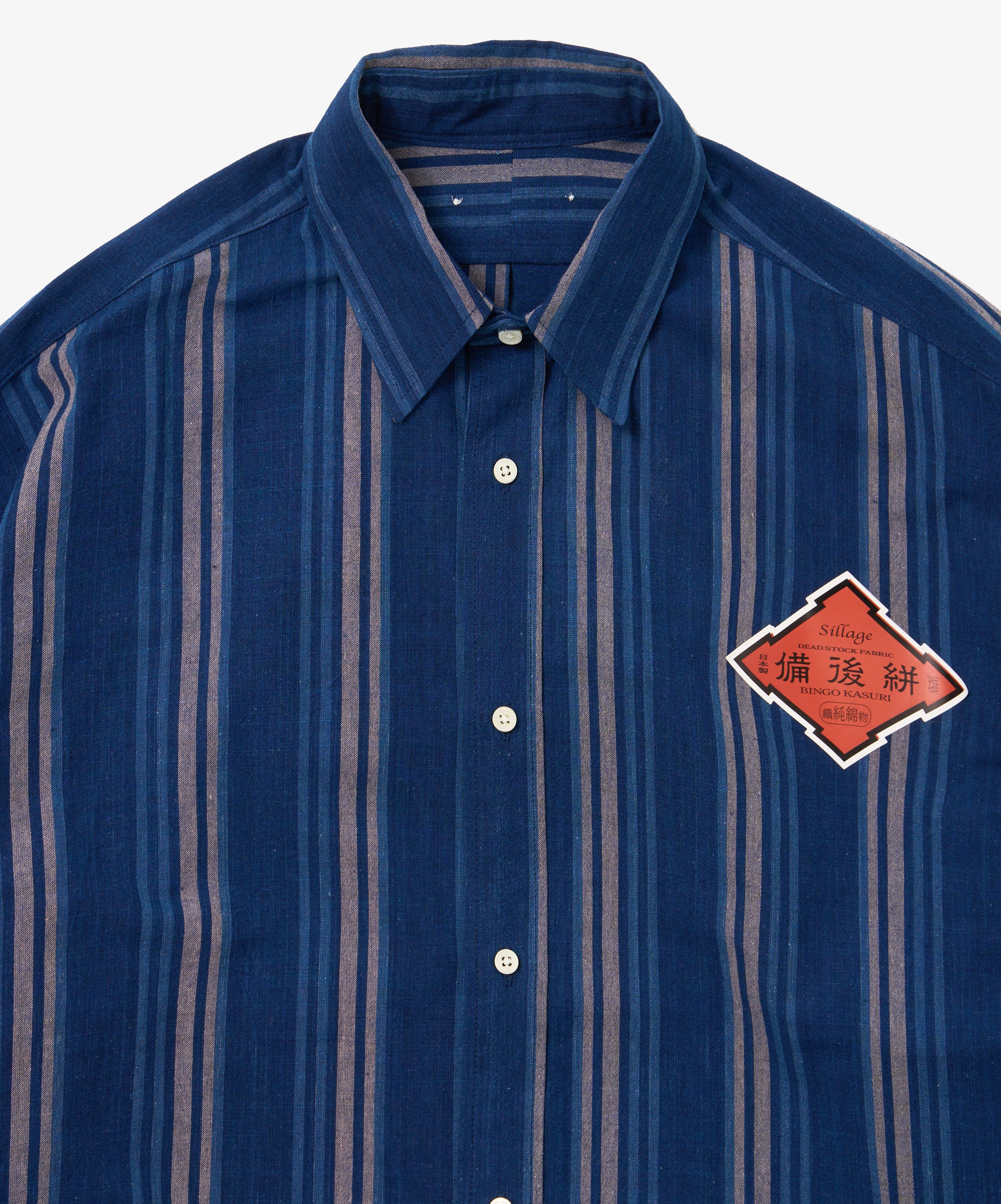bingo kasuri wide shirt navy stripe