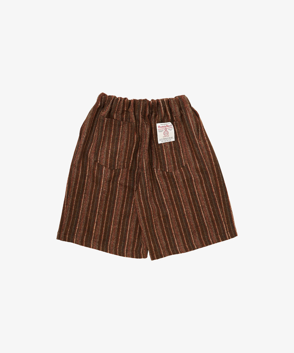 circular short brown stripe harris tweed