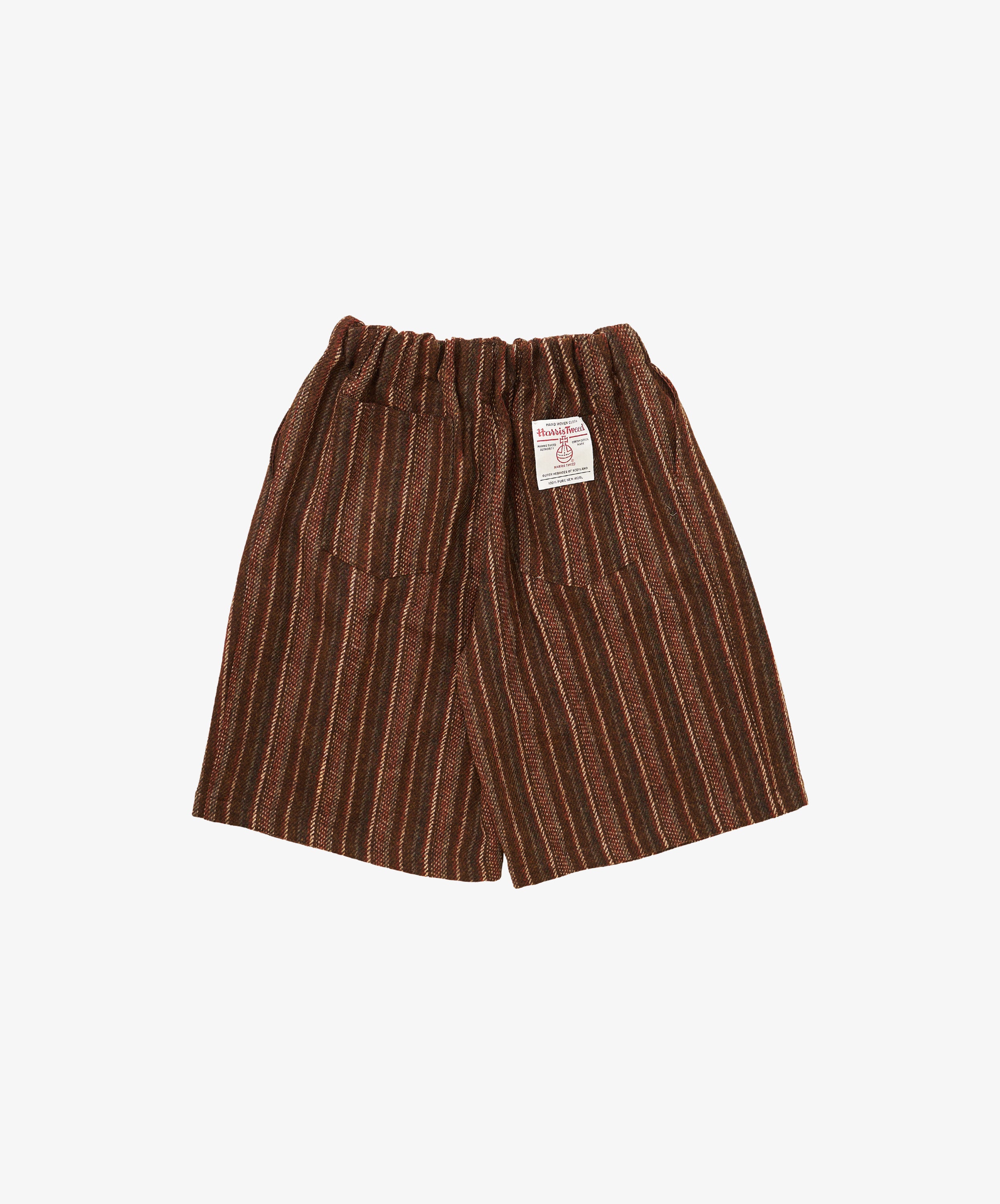 circular short brown stripe harris tweed