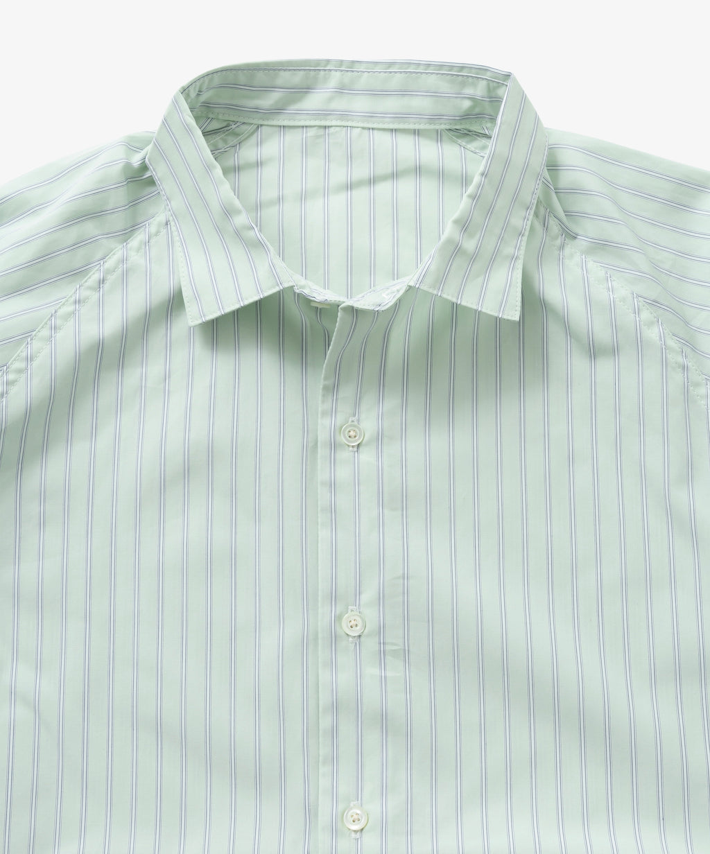 popover shirt long supima cotton green stripe