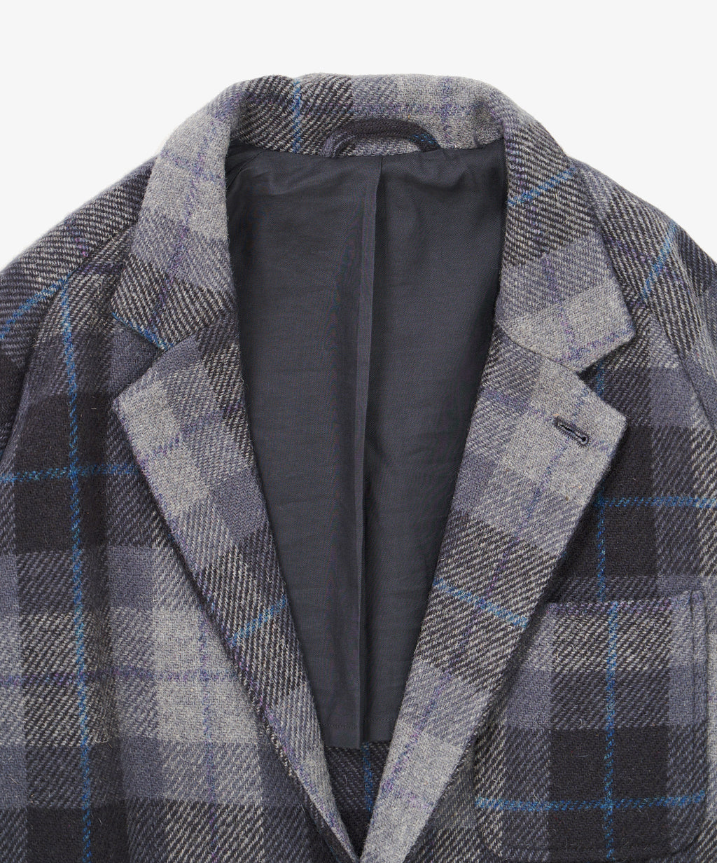 blazer navy check harris tweed