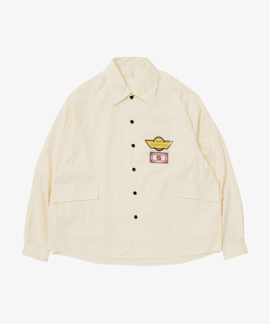 big pocket overshirt dead stock neon yellow stripe - default