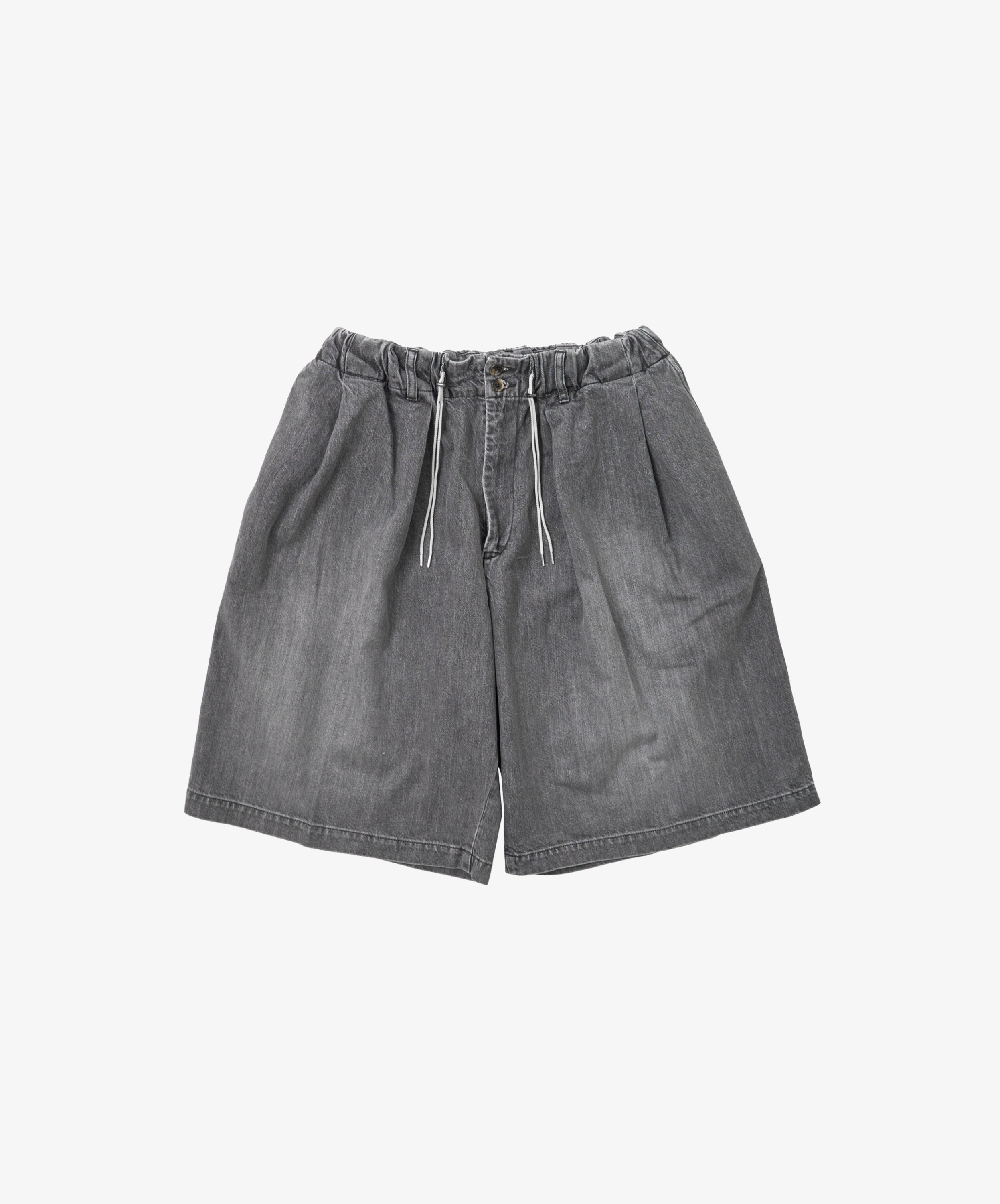 circular short pants black denim bleached - default